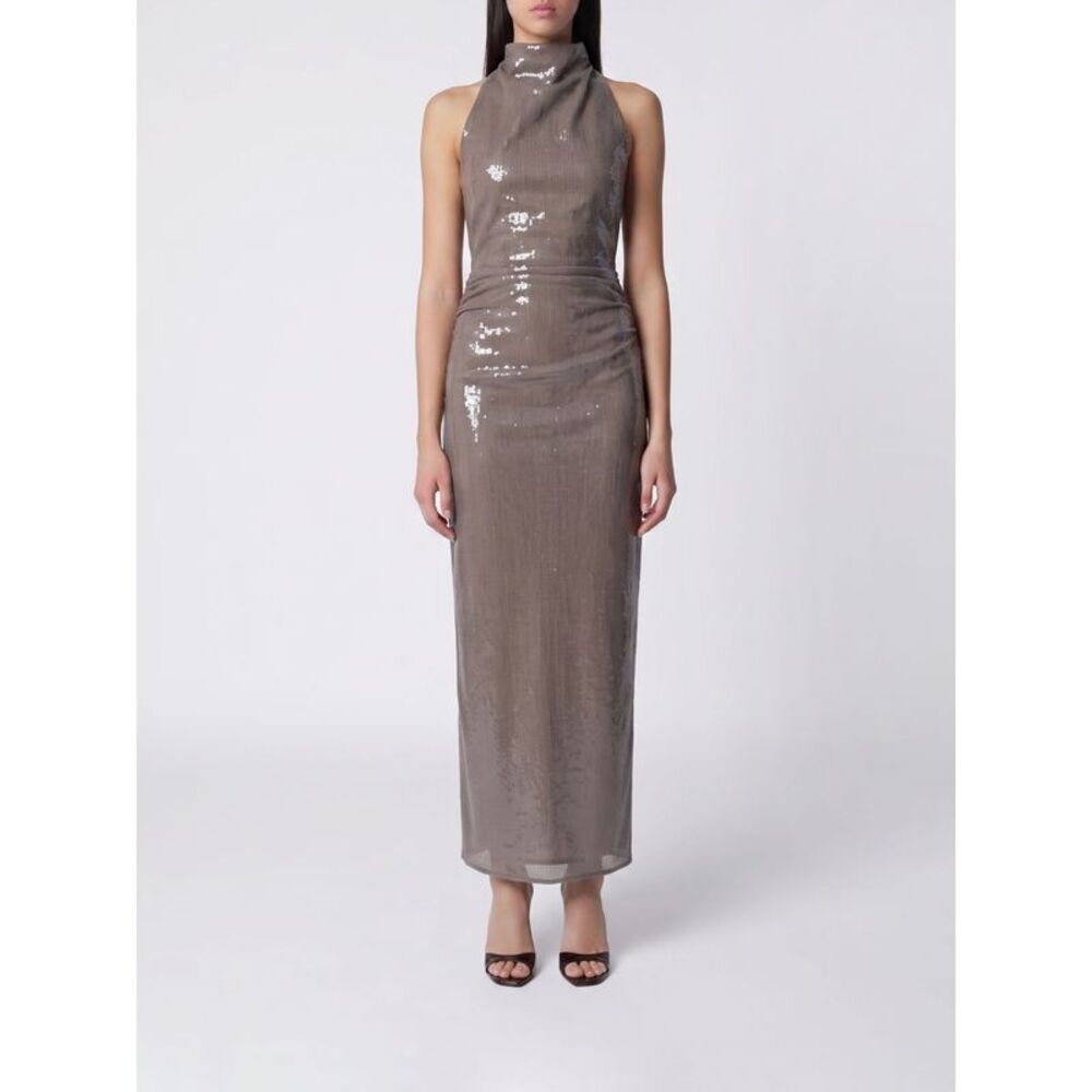 Rotate Women Long Sequin-Embellished Rotate Sheath Gown With Halter Neck